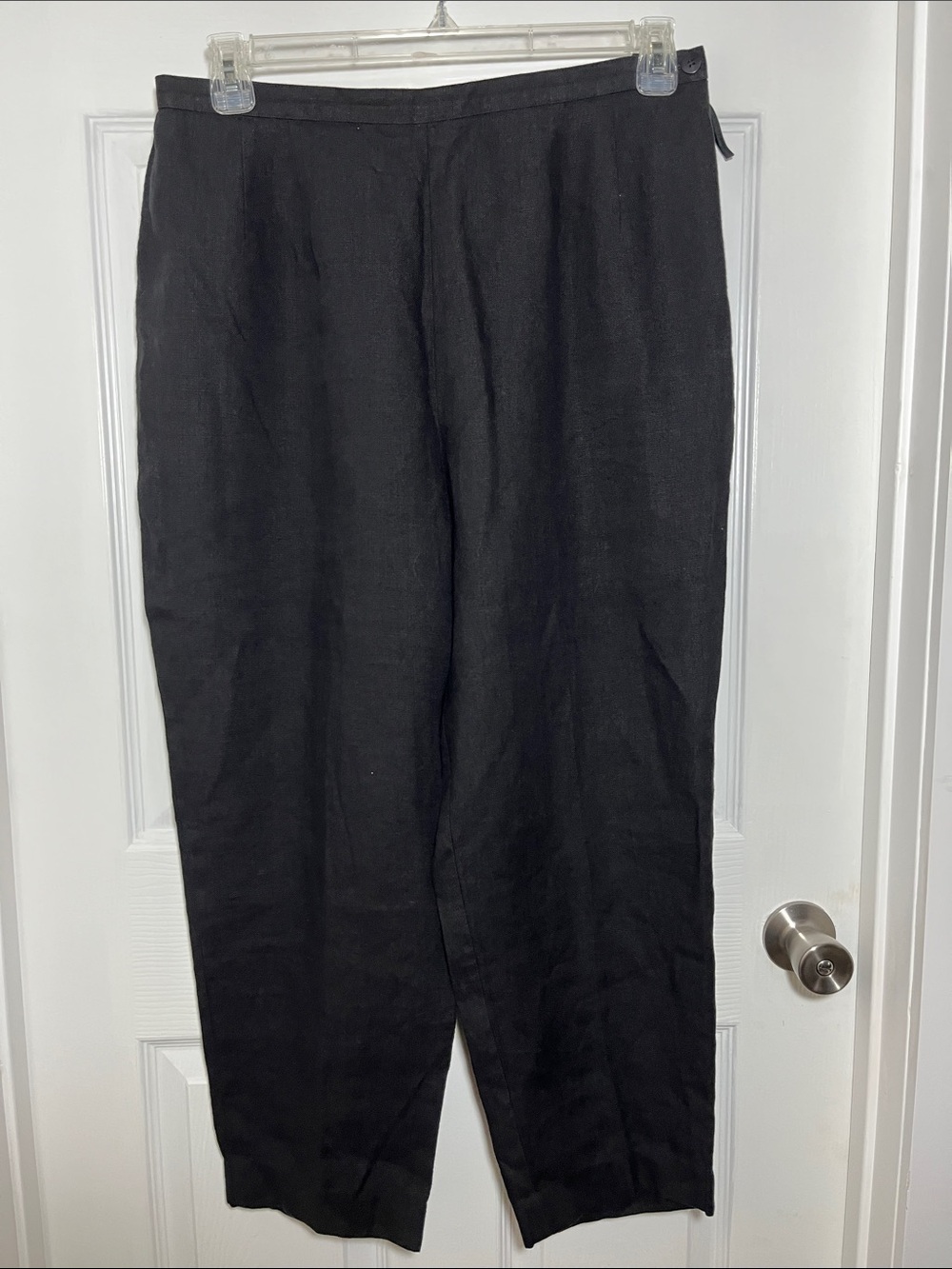 Talbots High Waist Black Cropped Irish Linen Pants